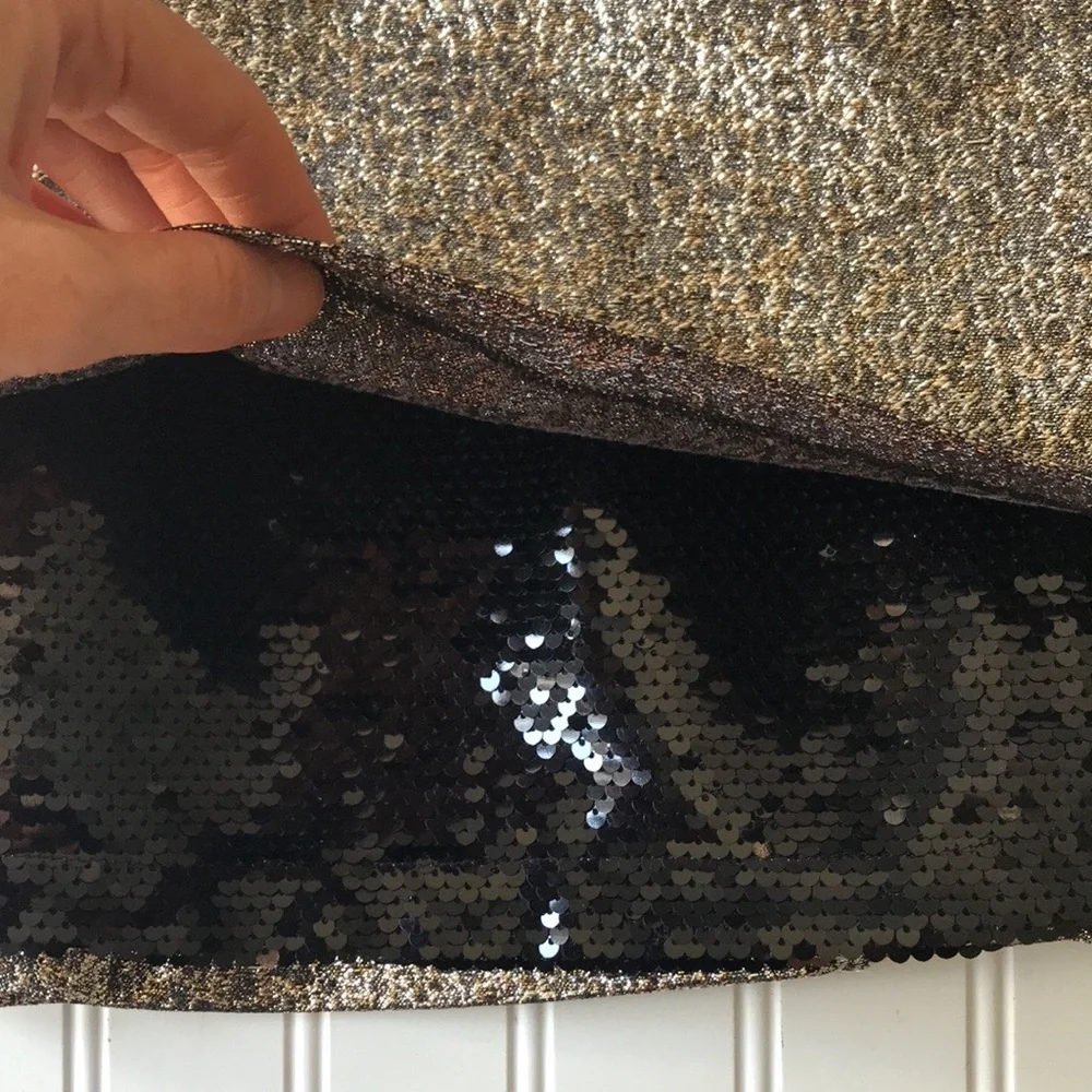 Sachin & Babi cocktail mini dress metallic gold silver black mesh sequin NWT - Picture 4 of 16